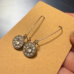 4 for $20 SALE- Long Dangly Rhinestone Silver Tone Earrings